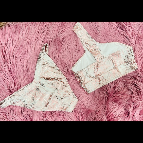 NEW ASOS Metallic Snake One-Shoulder Cutout Bikini - Picture 9 of 11